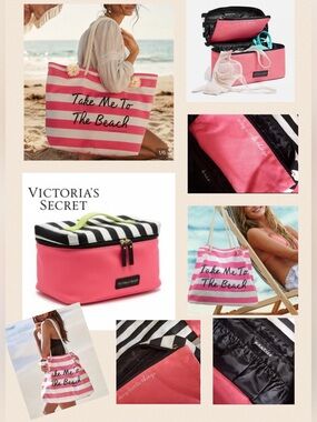 Set of 2, NWT Victoria Secret's Take Me To The Beach Tote Bag & Lingerie Bag